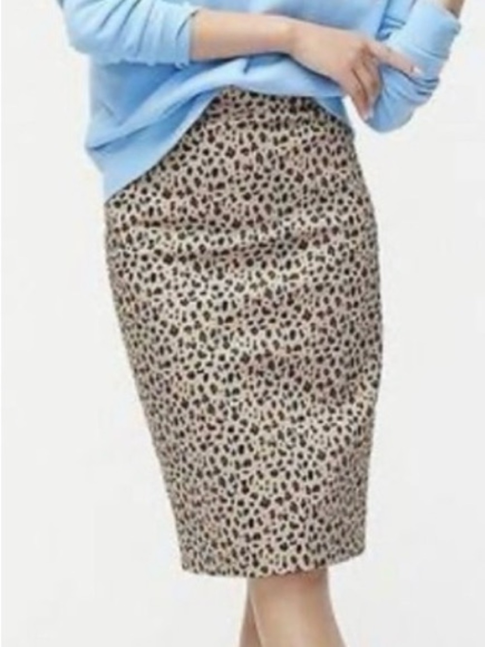 J Crew Leopard-Print Pencil Skirt in Beige and Black